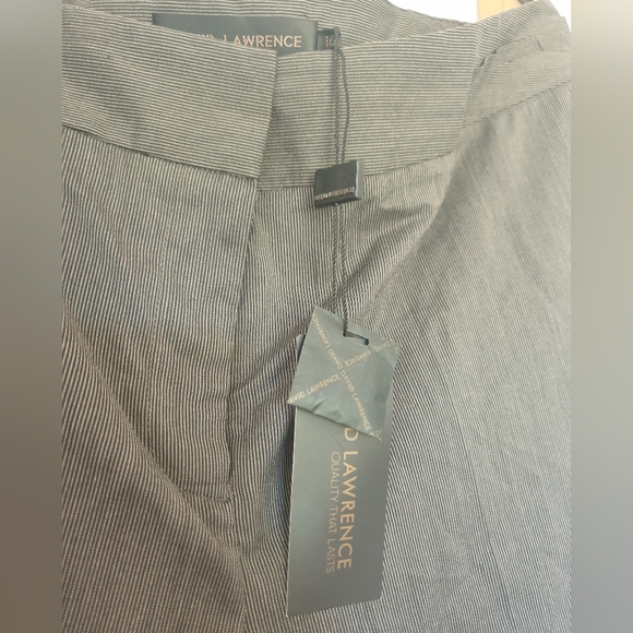 David Lawrence Stripe Wide Leg Welt Pants Taupe - Picture 3 of 4